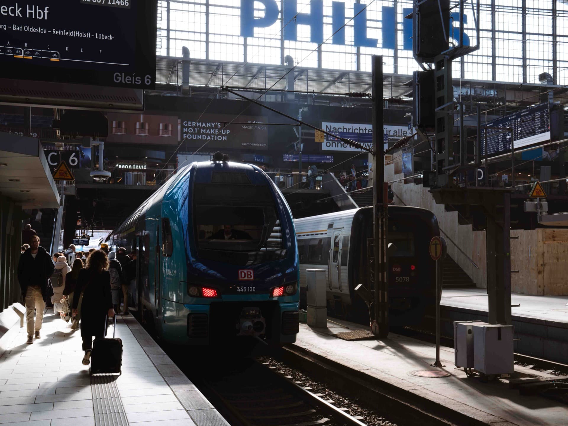 Deutsche Bahn ICE high-speed train at a German station platform